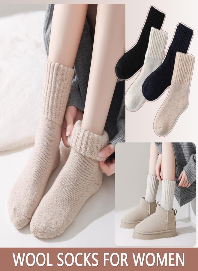 Marchare Women Wool Socks Thermal Boot Socks Winter Extra Thick Warm Cozy Sock For Women White - Image 4
